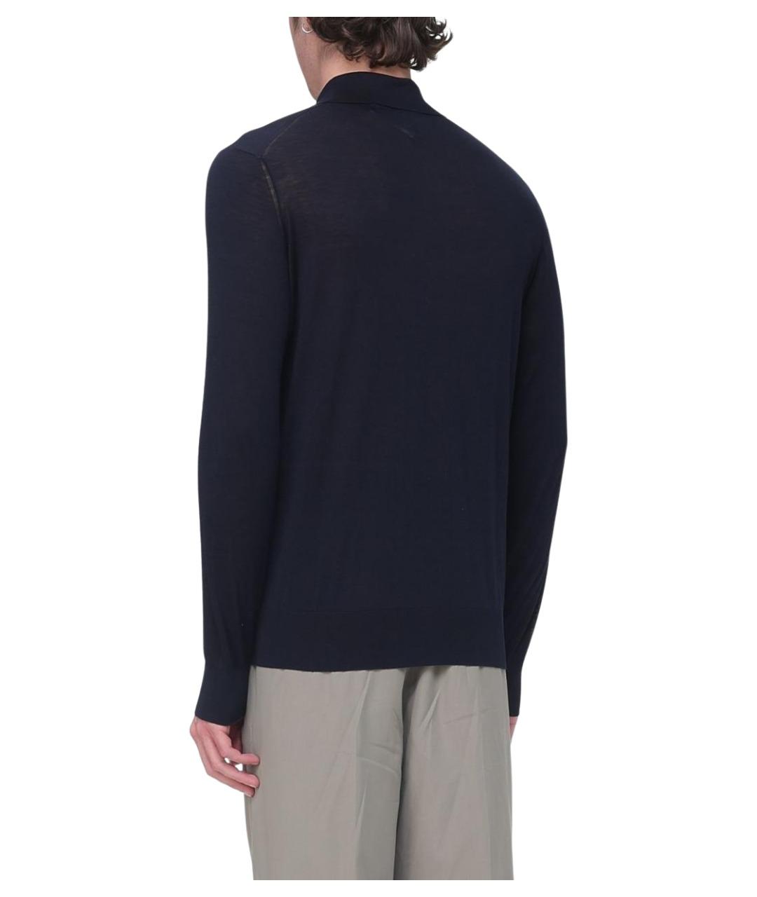 BRUNELLO CUCINELLI Темно-синее поло с длинным рукавом, фото 3