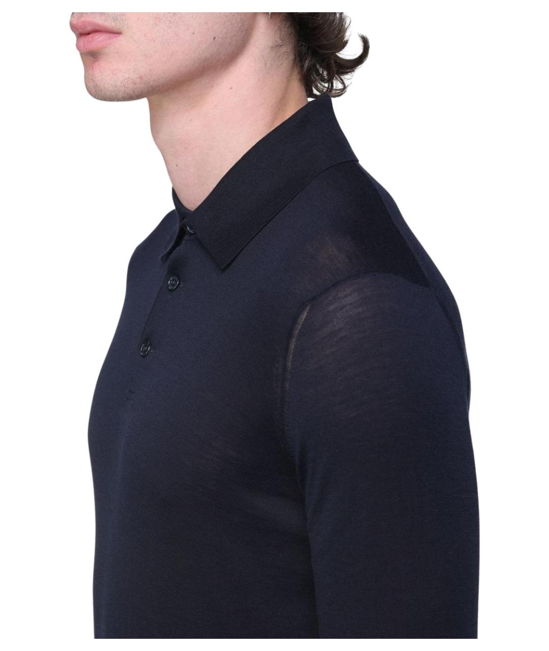 BRUNELLO CUCINELLI Темно-синее поло с длинным рукавом, фото 5