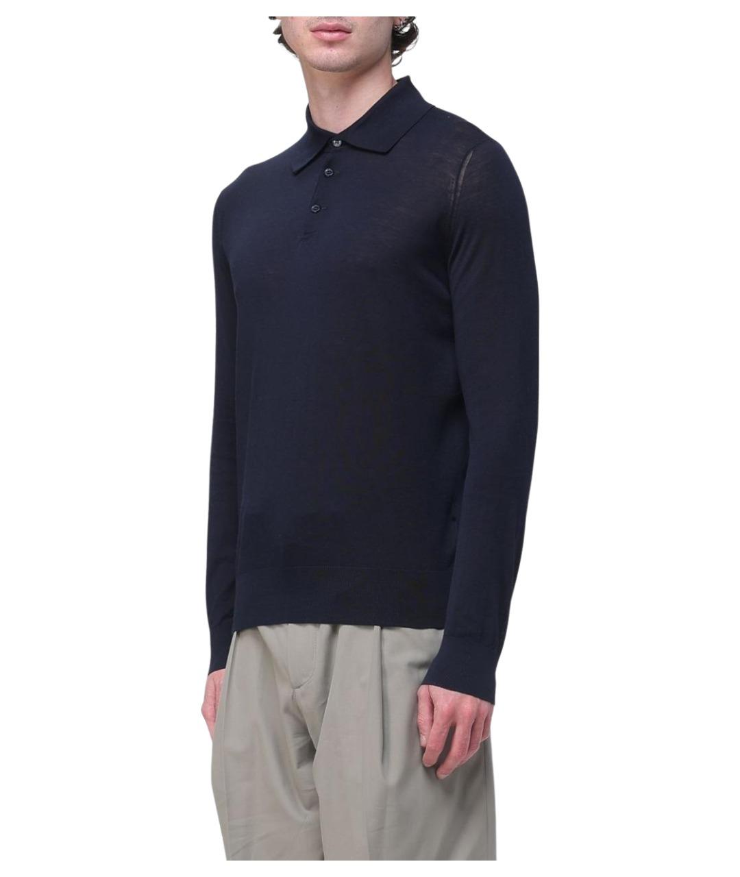 BRUNELLO CUCINELLI Темно-синее поло с длинным рукавом, фото 4