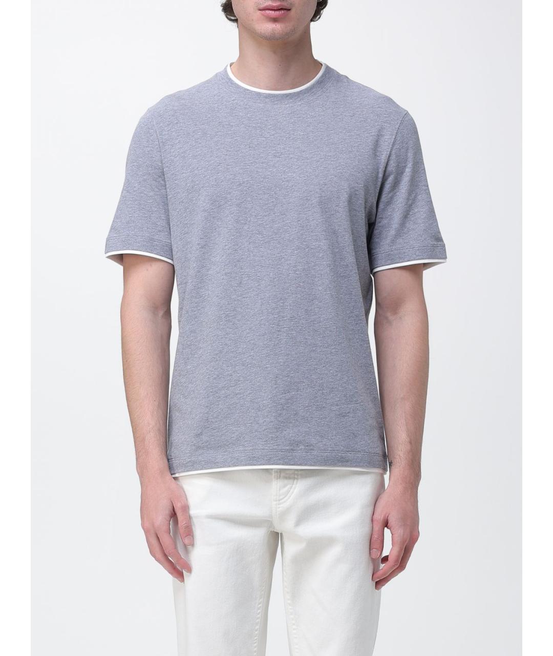 BRUNELLO CUCINELLI Серая футболка, фото 6