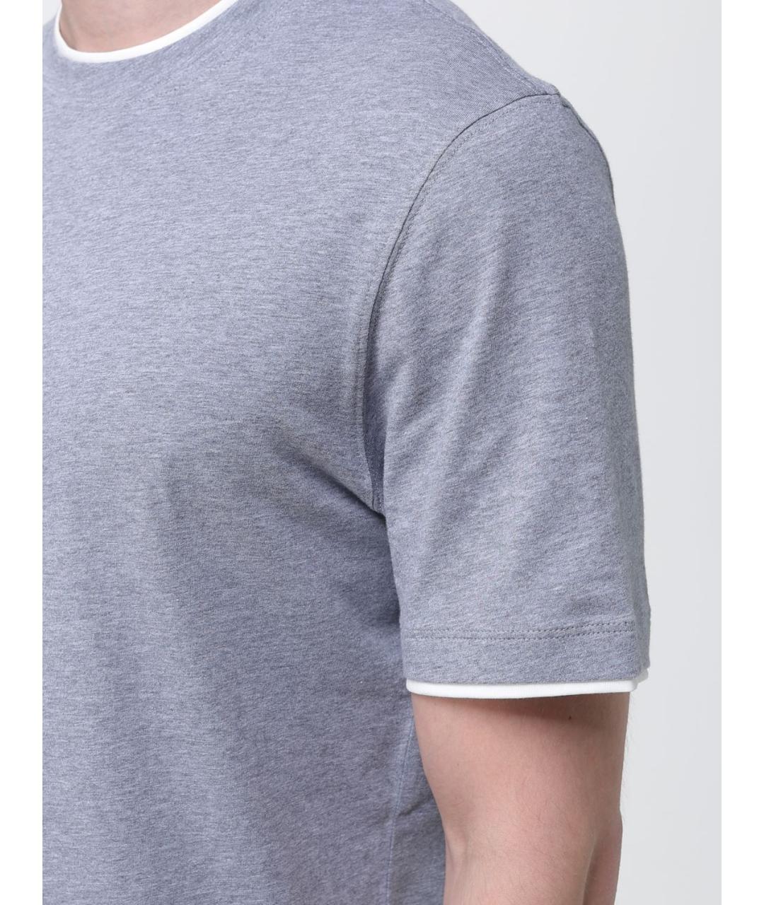 BRUNELLO CUCINELLI Серая футболка, фото 5