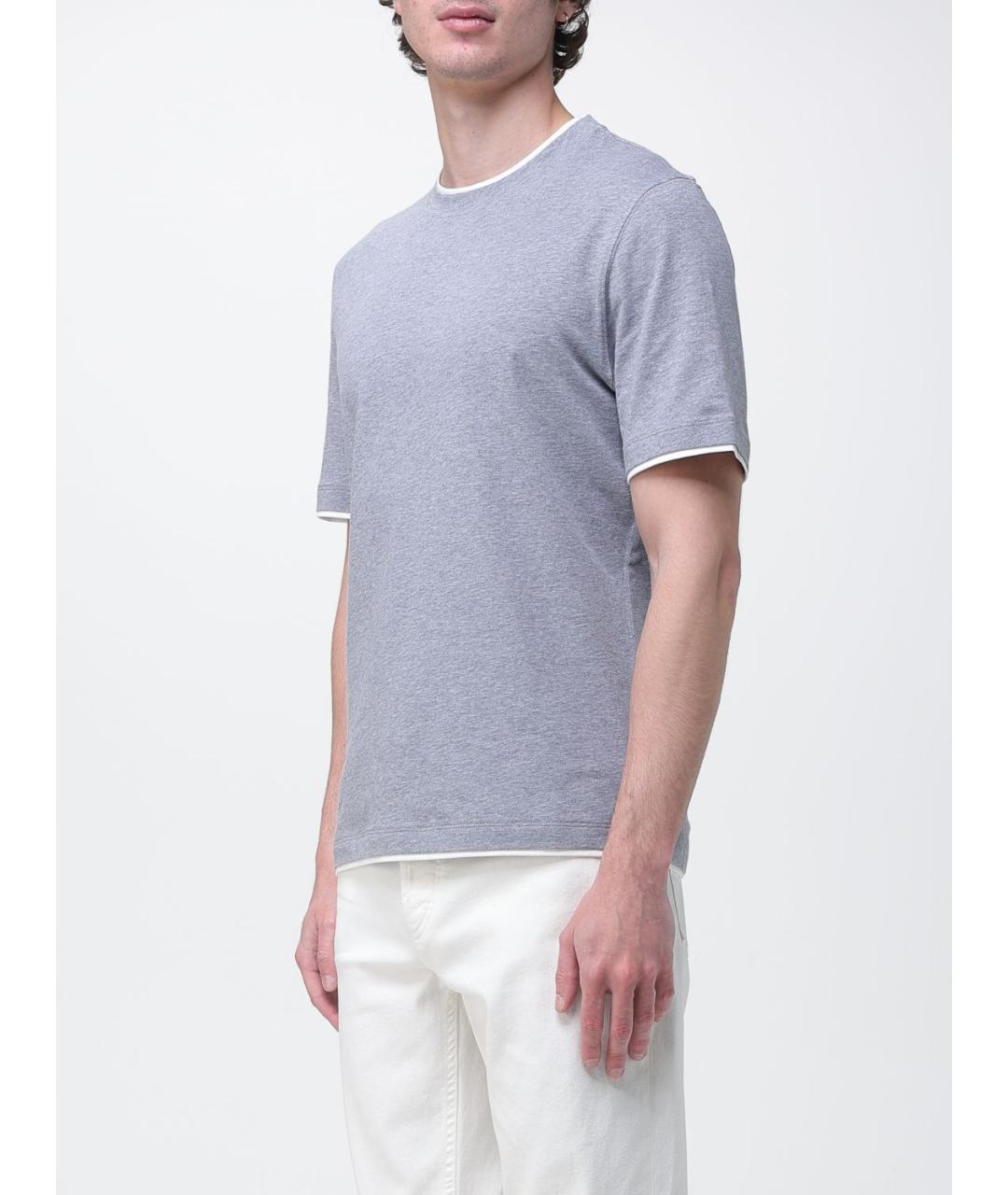 BRUNELLO CUCINELLI Серая футболка, фото 4