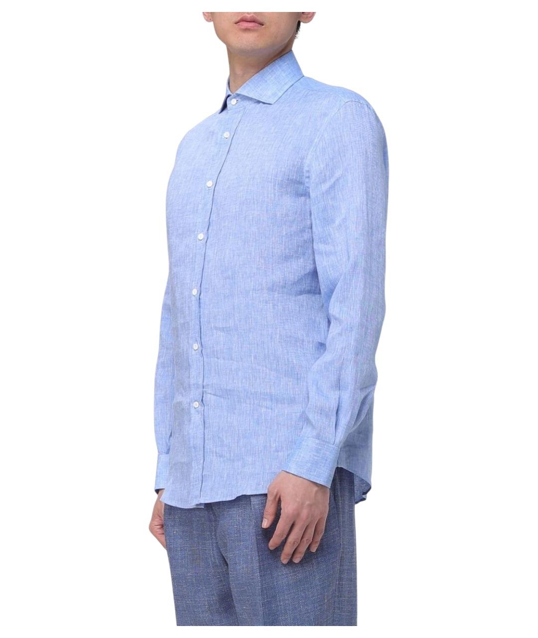BRUNELLO CUCINELLI Голубая льняная кэжуал рубашка, фото 4