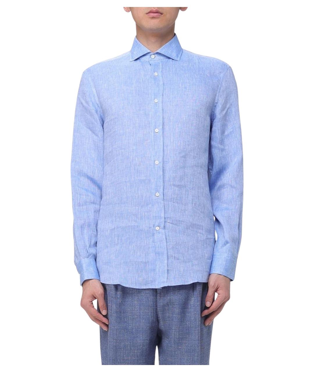 BRUNELLO CUCINELLI Голубая льняная кэжуал рубашка, фото 1