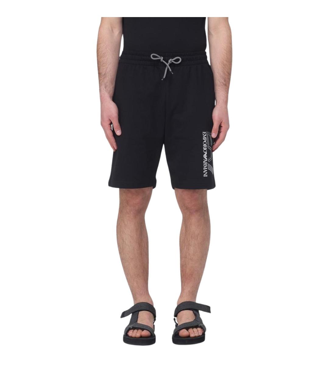 EA7 Черные хлопковые шорты, фото 1