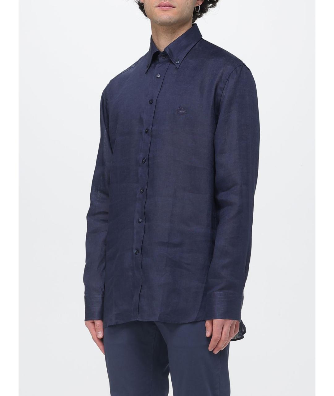ETRO Синяя льняная кэжуал рубашка, фото 4
