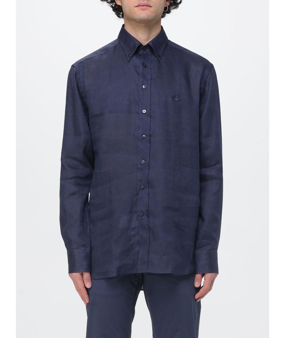 ETRO Синяя льняная кэжуал рубашка, фото 6