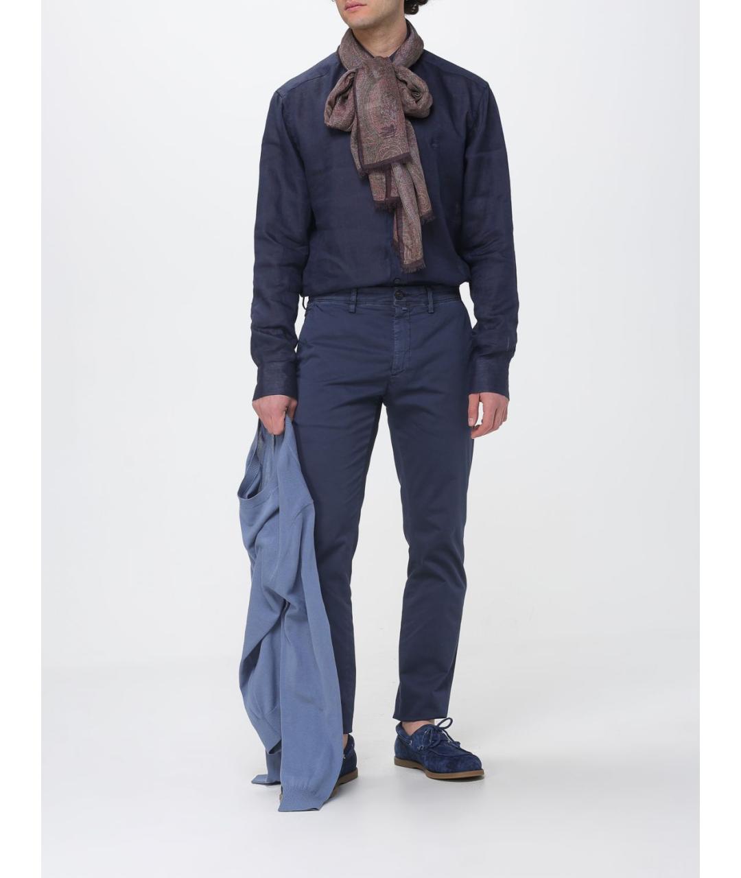 ETRO Синяя льняная кэжуал рубашка, фото 2