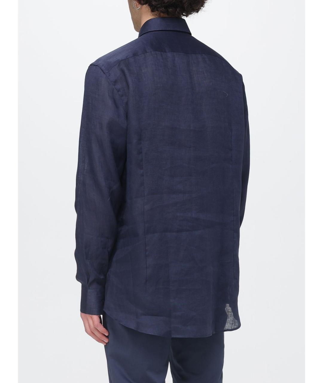 ETRO Синяя льняная кэжуал рубашка, фото 3