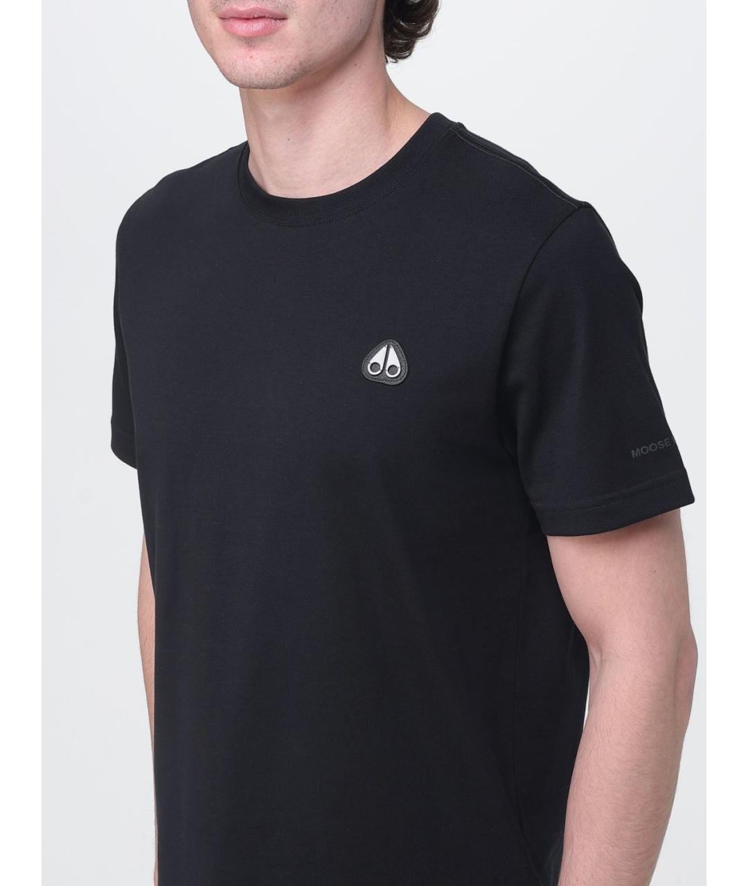 MOOSE KNUCKLES Черная хлопковая футболка, фото 3