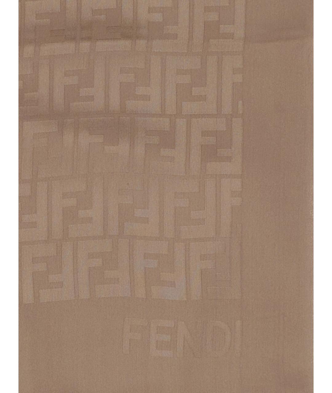 FENDI Коричневый шелковый шарф, фото 2