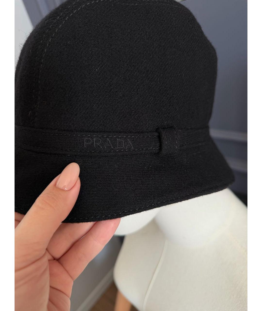 PRADA Черная шерстяная шляпа, фото 4