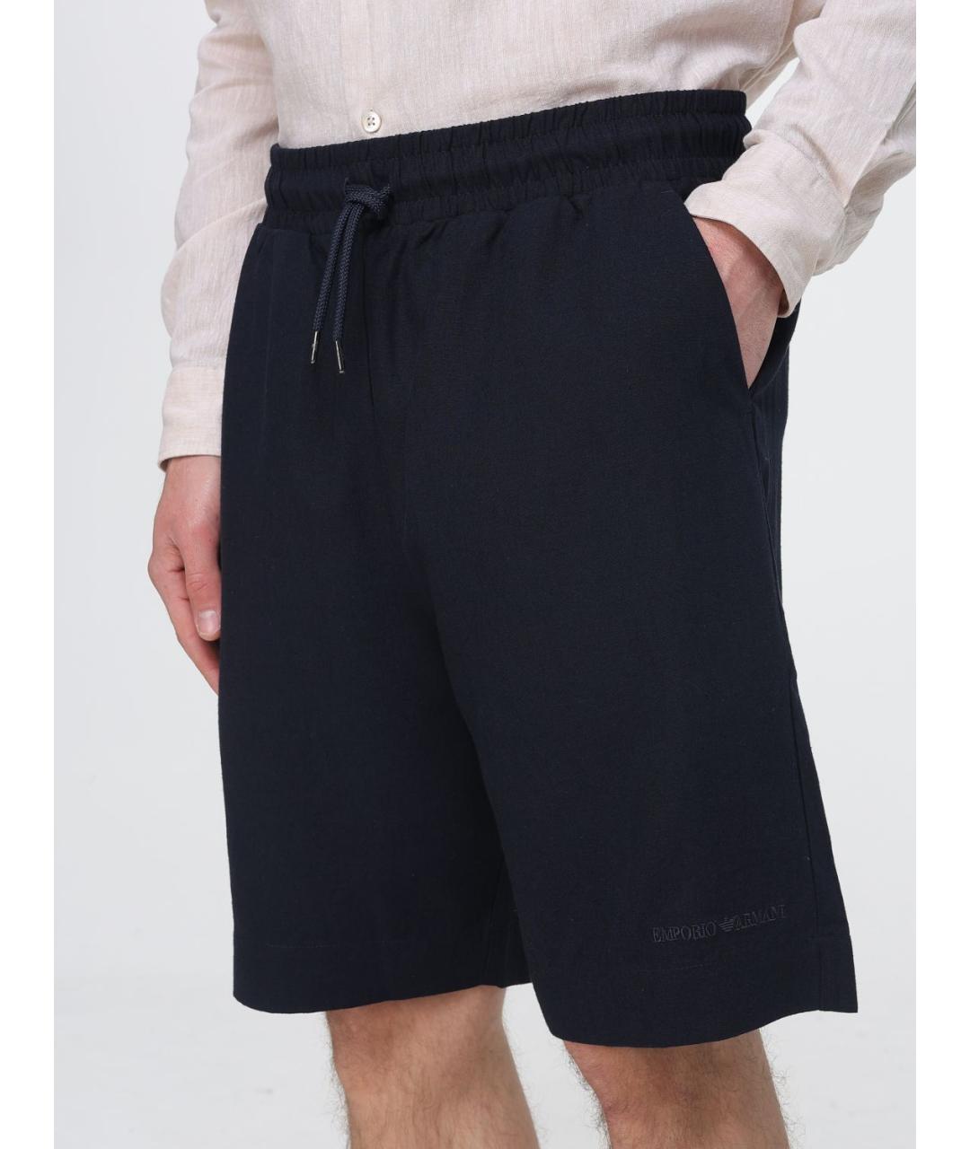 EMPORIO ARMANI Синие льняные шорты, фото 3