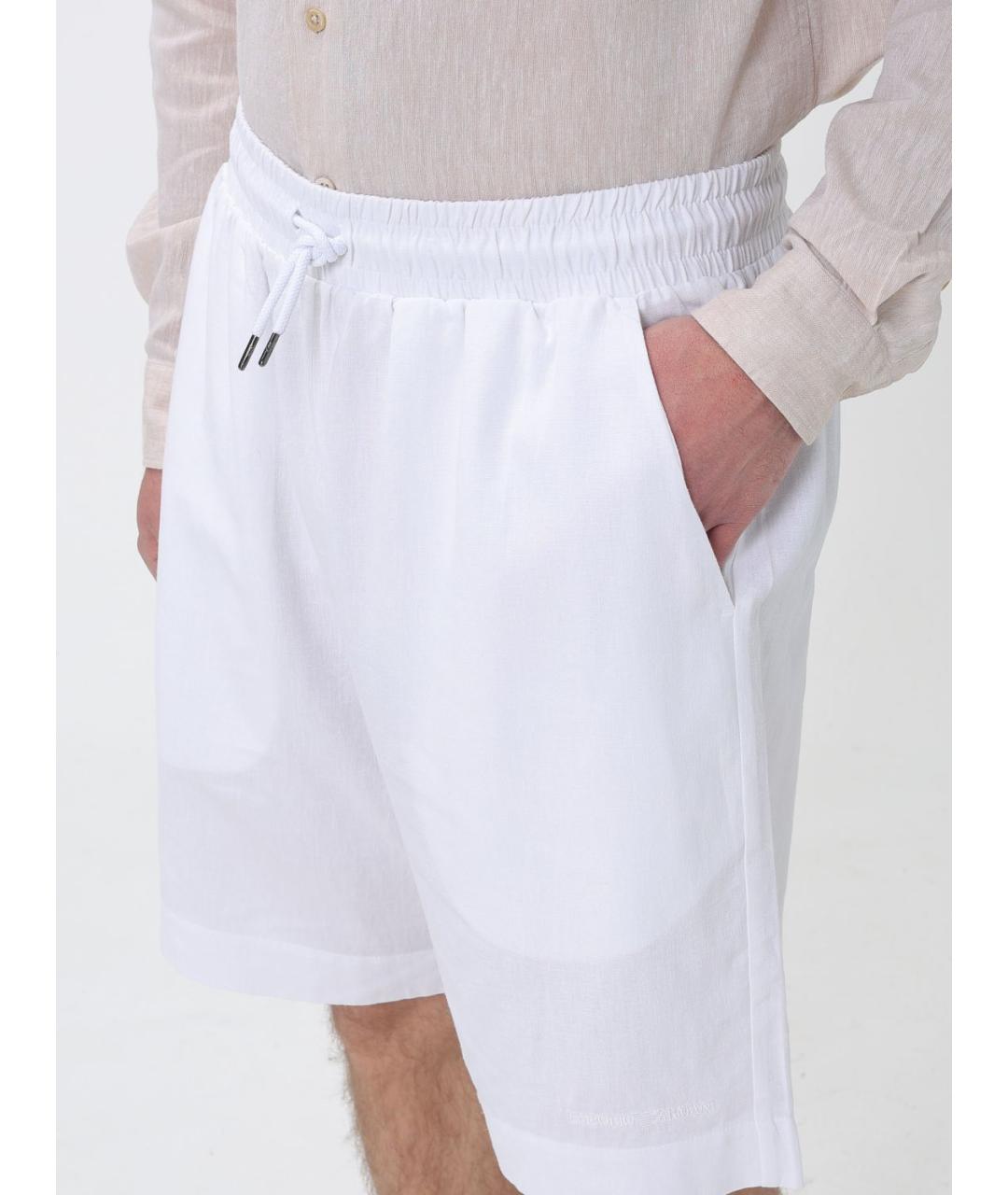 EMPORIO ARMANI Белые льняные шорты, фото 3