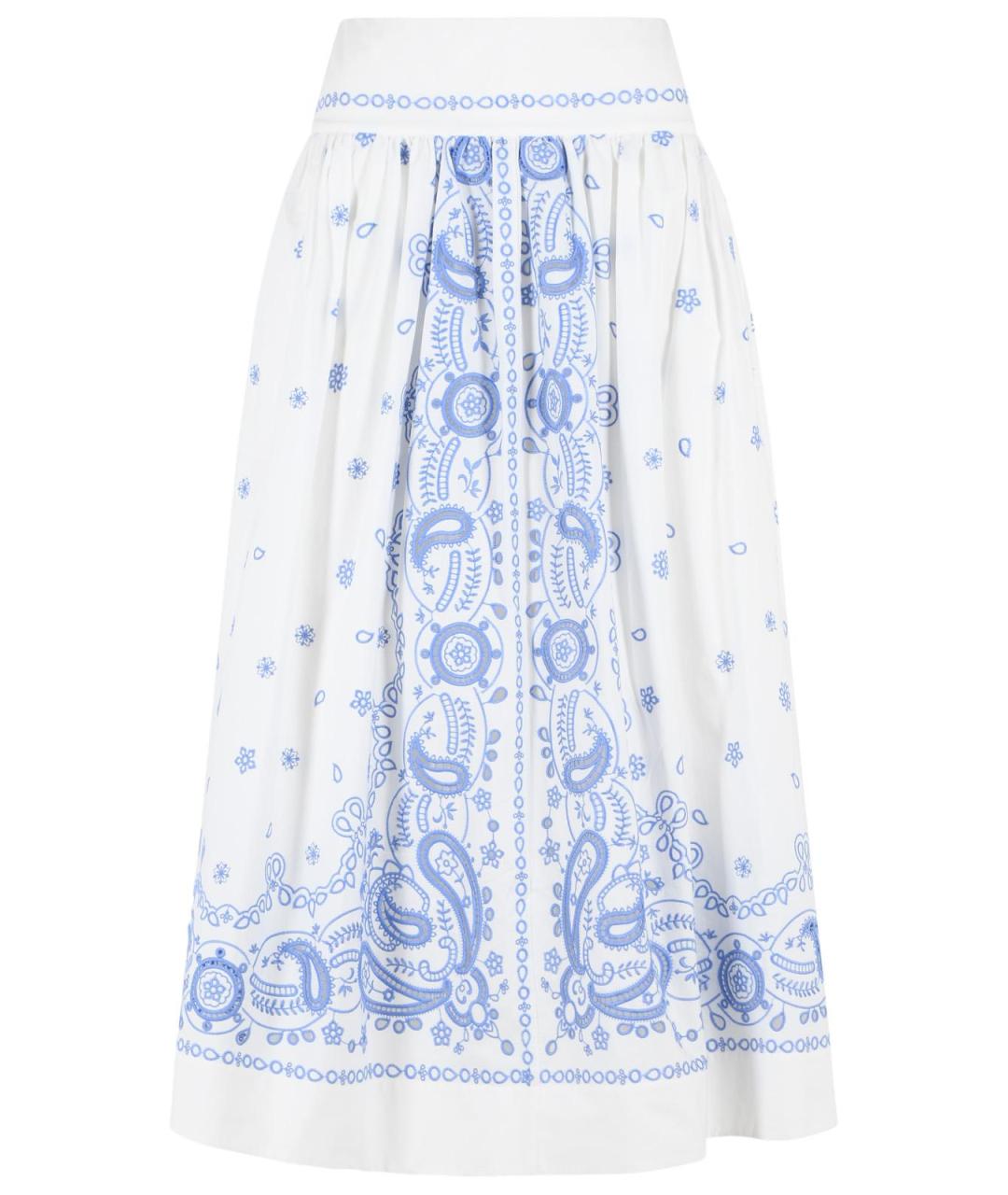 SELF-PORTRAIT Белая хлопковая юбка миди, фото 4