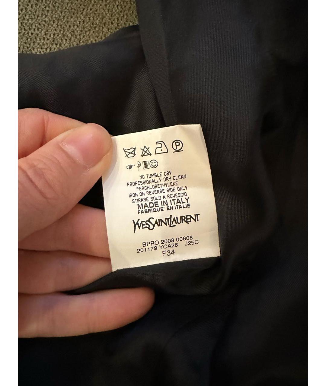 SAINT LAURENT Черная шерстяная юбка мини, фото 4