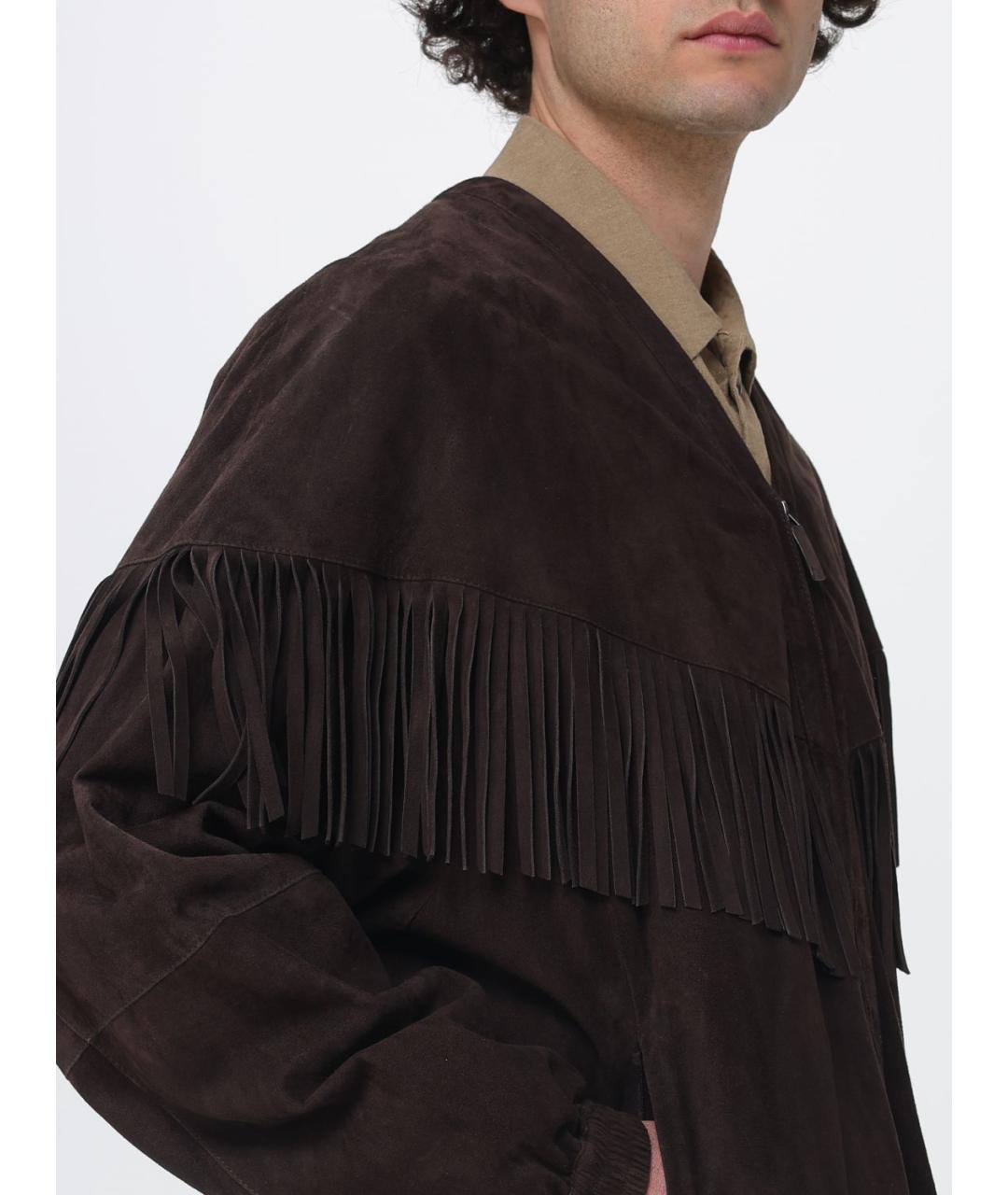 EMPORIO ARMANI Коричневый кожаный пиджак, фото 4