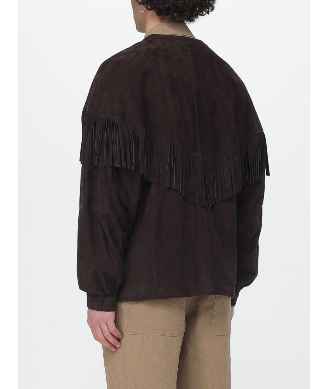 EMPORIO ARMANI Коричневый кожаный пиджак, фото 2