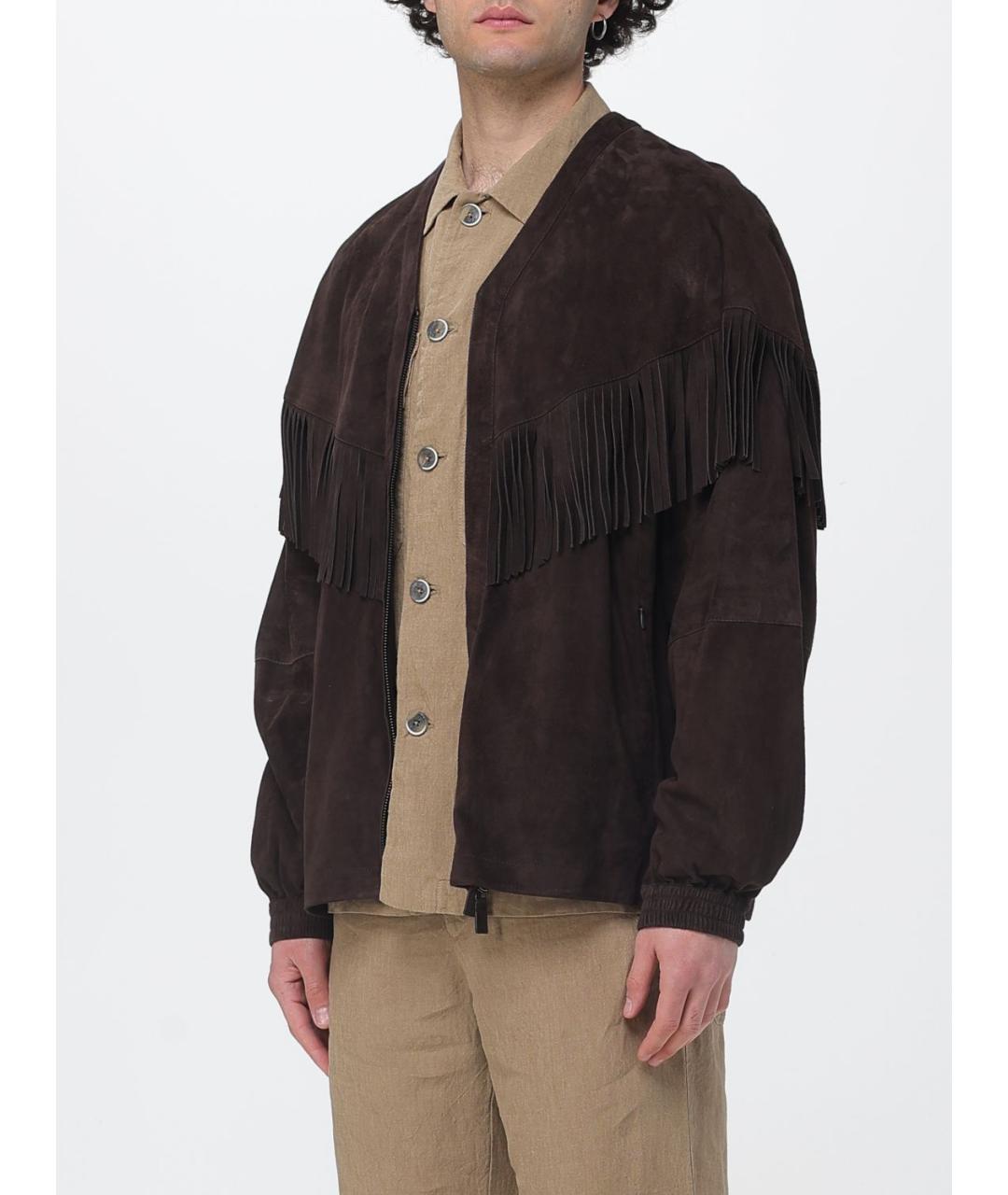 EMPORIO ARMANI Коричневый кожаный пиджак, фото 3