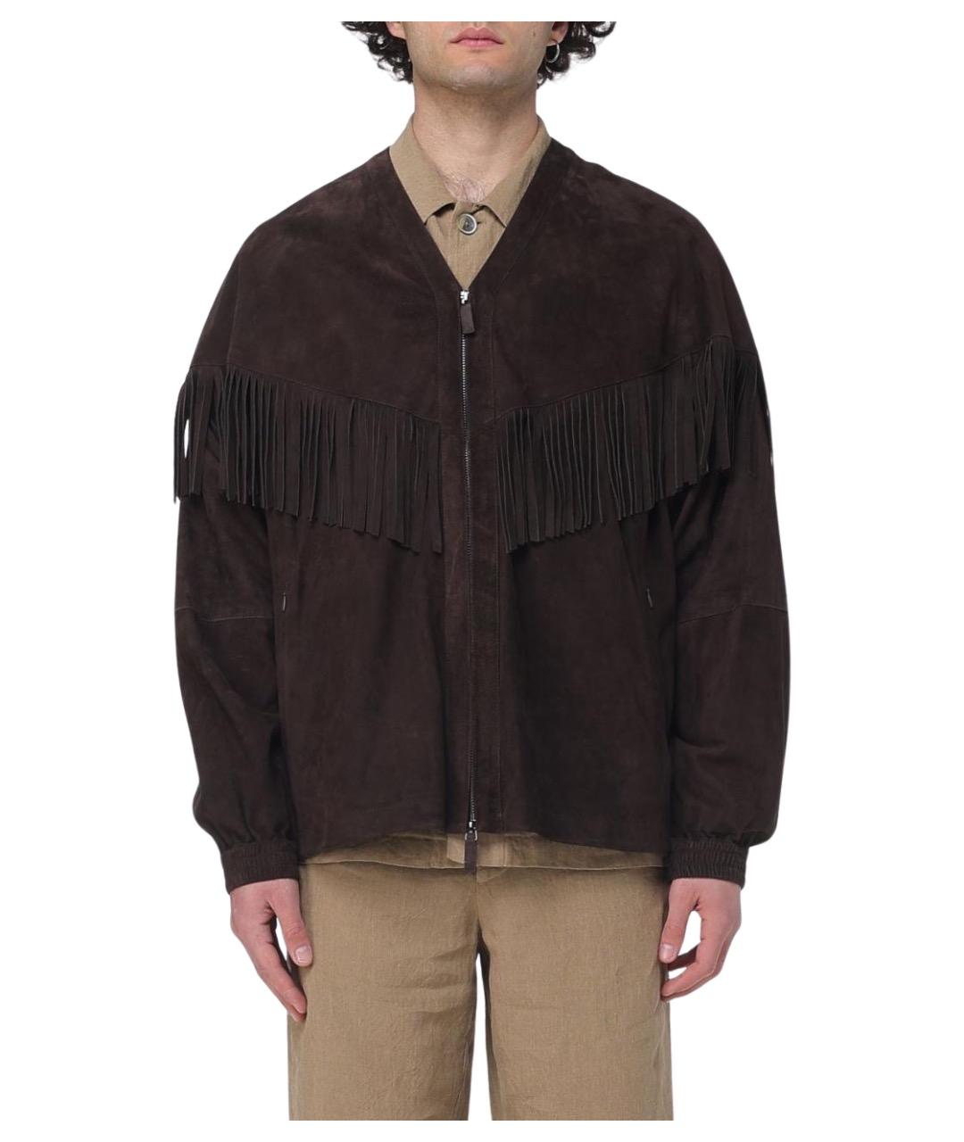 EMPORIO ARMANI Коричневый кожаный пиджак, фото 1