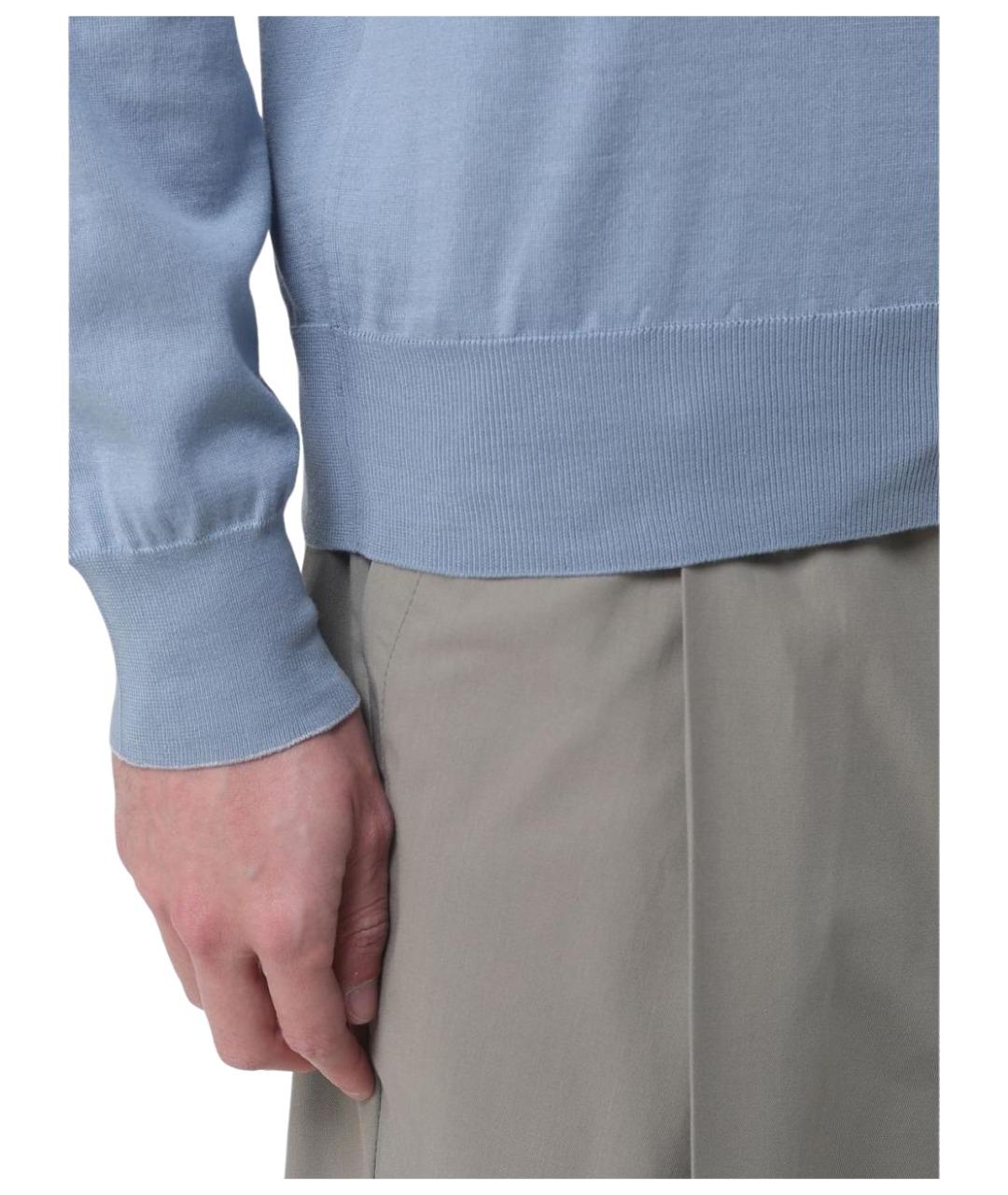 BRUNELLO CUCINELLI Голубой хлопковый джемпер / свитер, фото 5