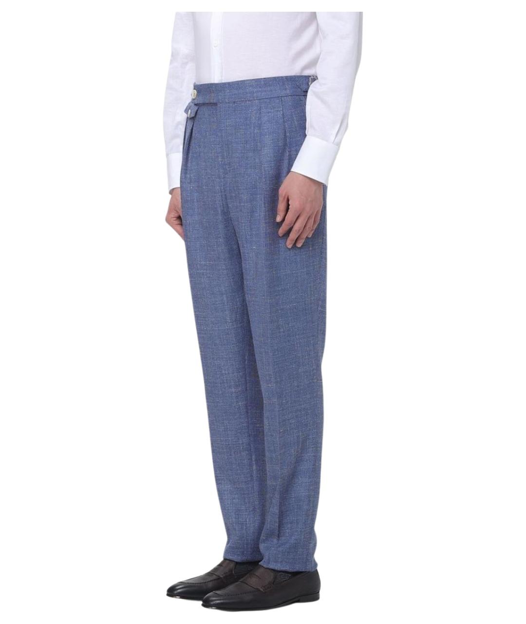 BRUNELLO CUCINELLI Синие шерстяные повседневные брюки, фото 4