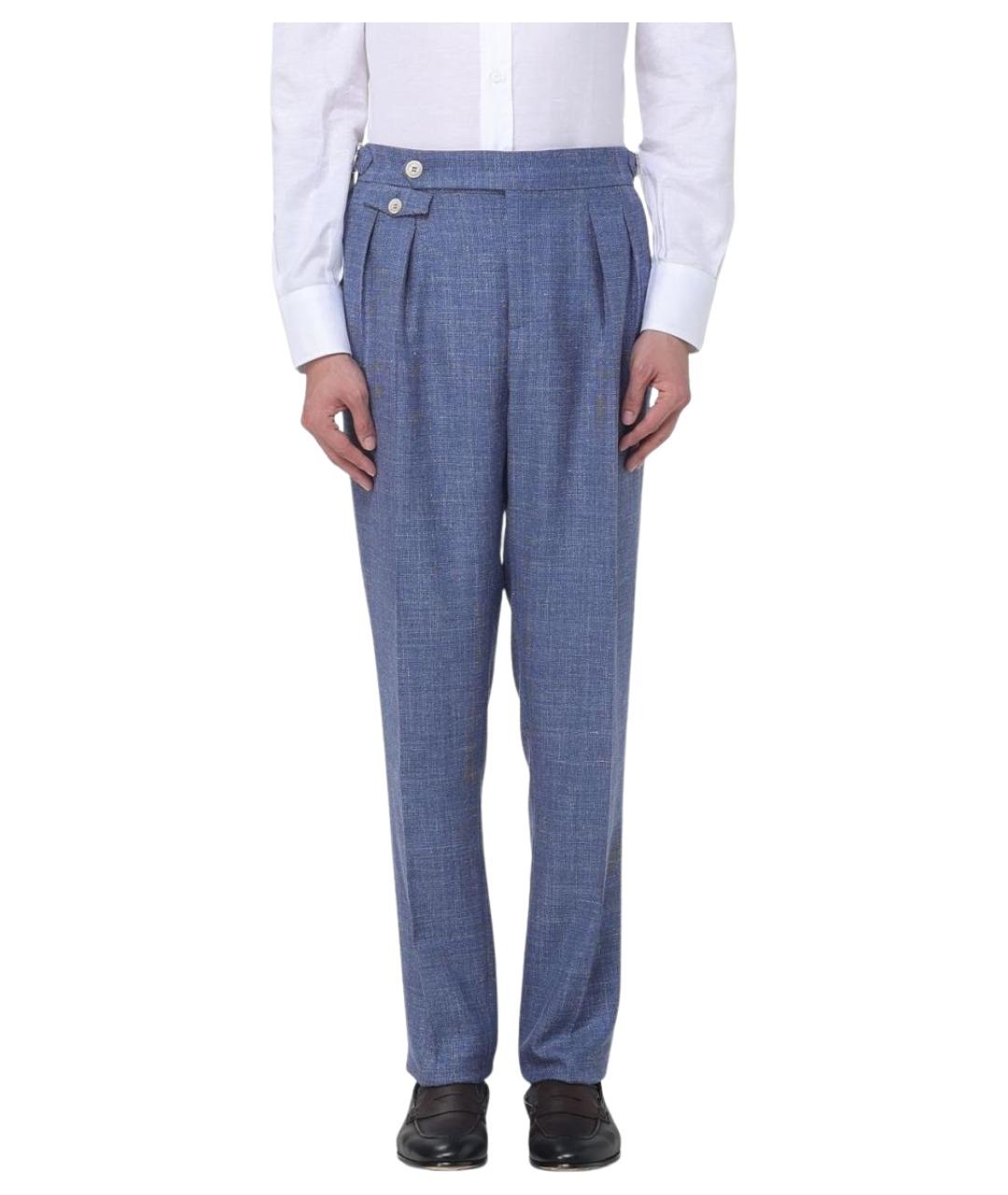 BRUNELLO CUCINELLI Синие шерстяные повседневные брюки, фото 1