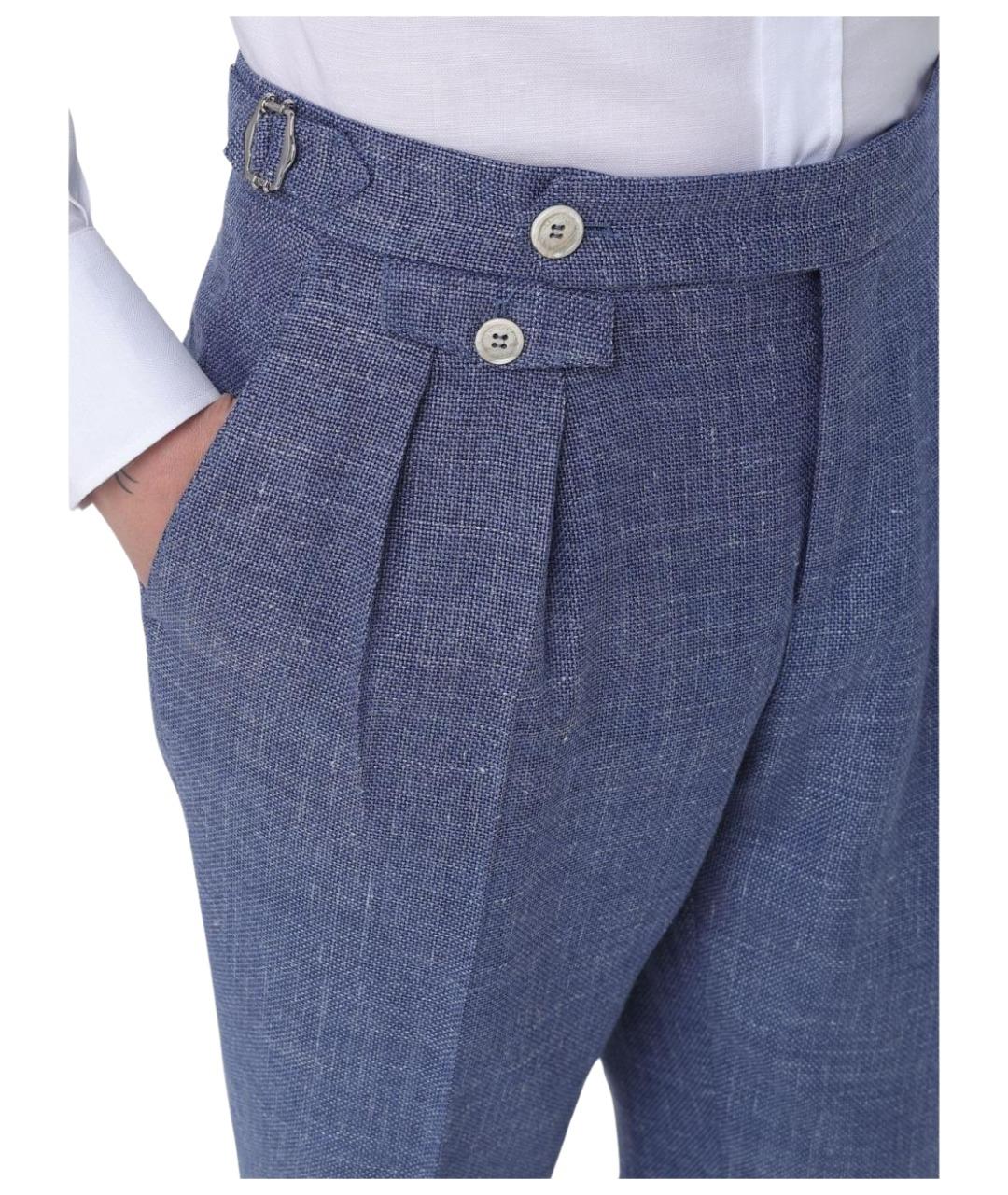 BRUNELLO CUCINELLI Синие шерстяные повседневные брюки, фото 5