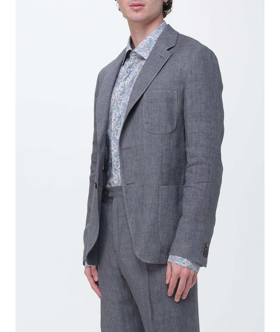 ETRO Серый льняной пиджак, фото 4