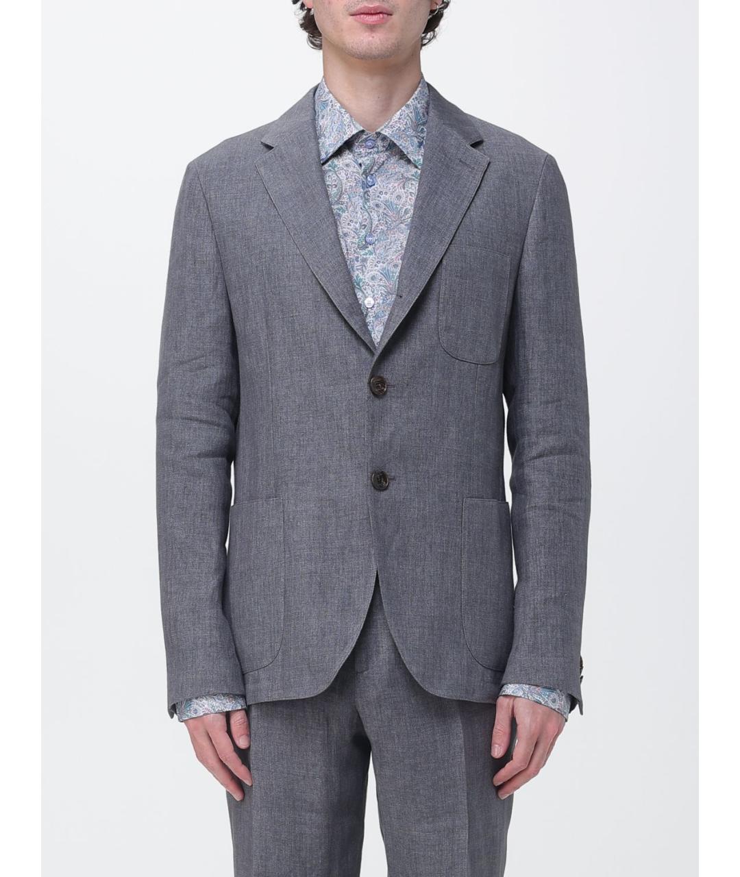 ETRO Серый льняной пиджак, фото 6