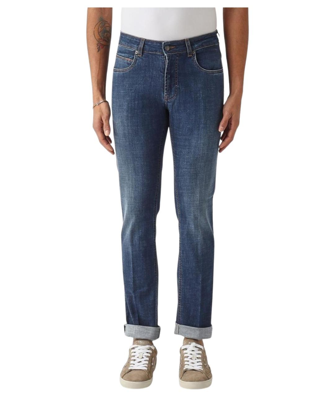 FAY Синие хлопковые прямые джинсы, фото 1