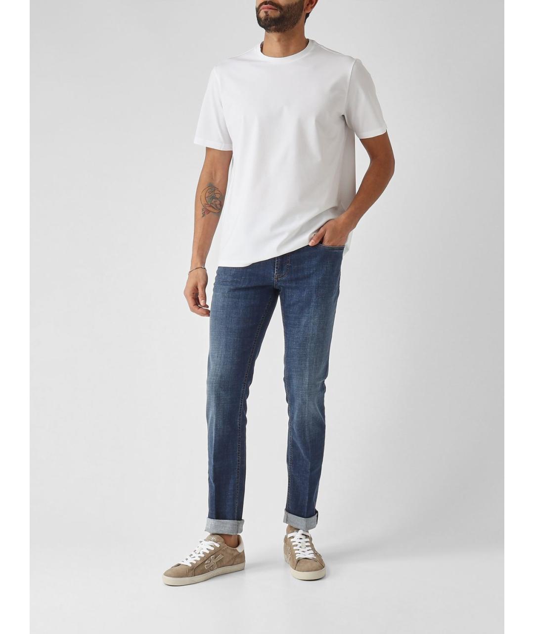 FAY Синие хлопковые прямые джинсы, фото 2