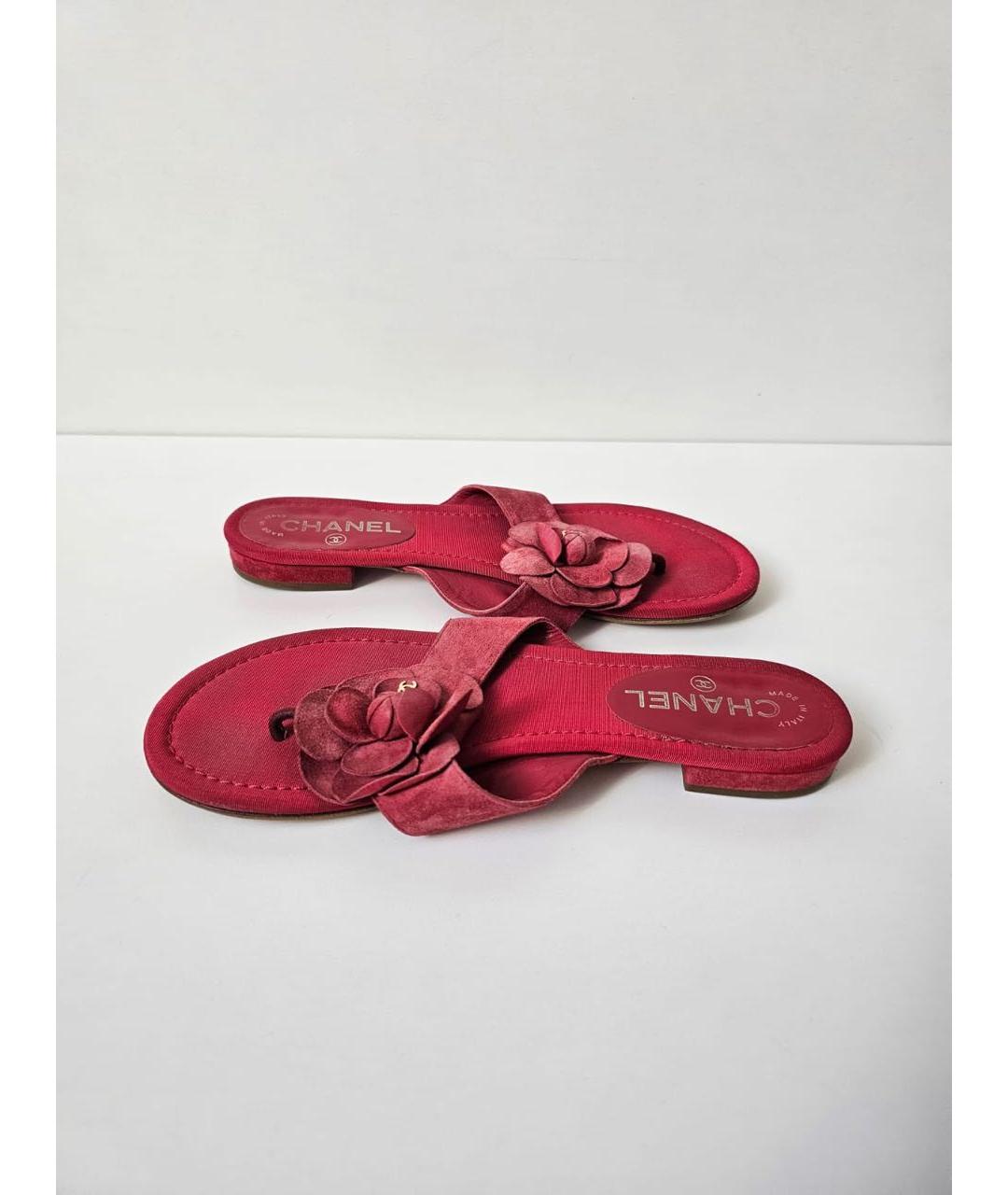 CHANEL Красные шлепанцы, фото 8