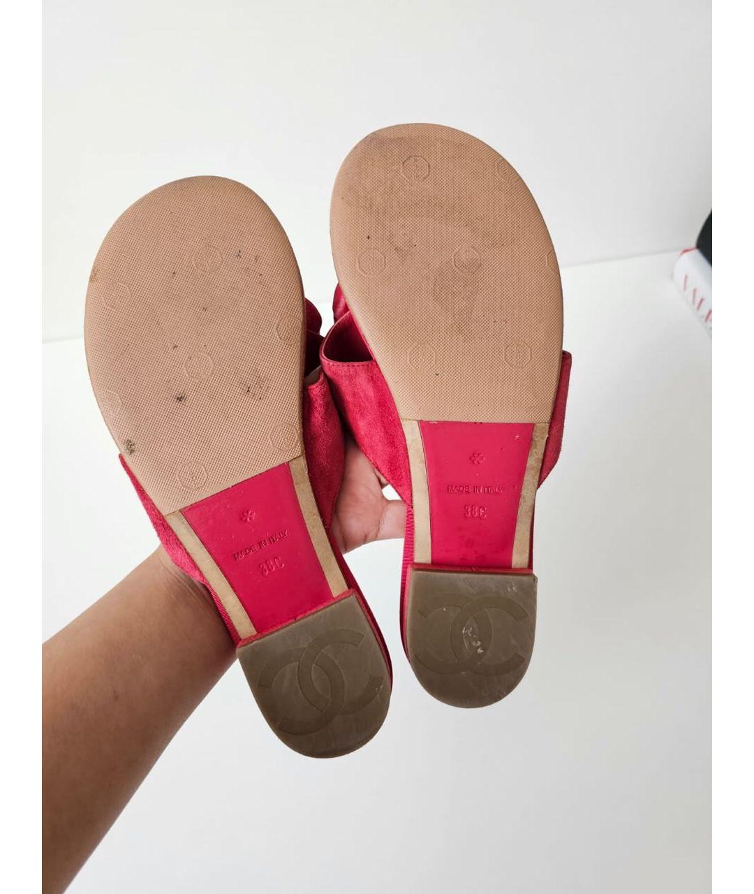 CHANEL Красные шлепанцы, фото 4
