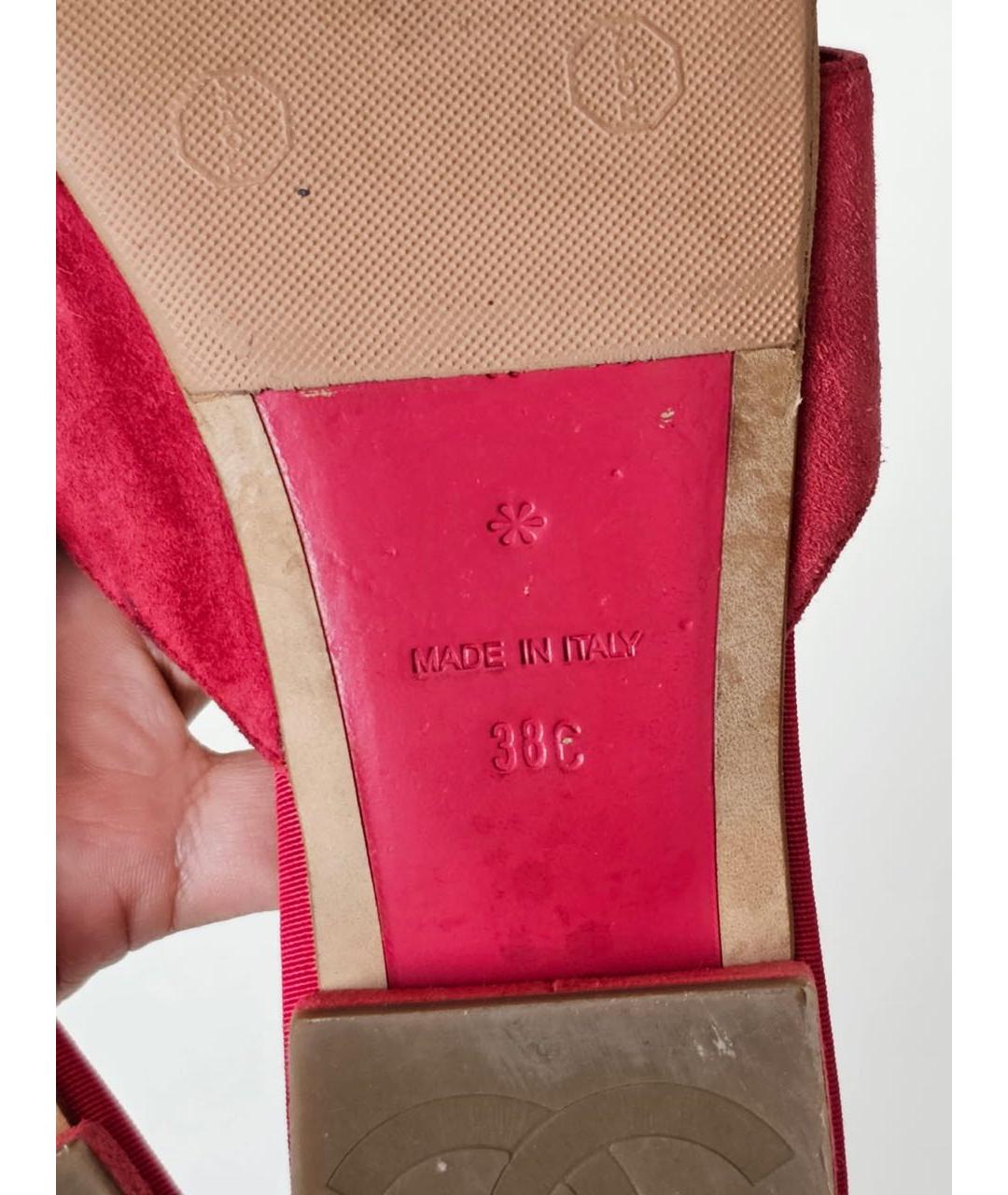 CHANEL Красные шлепанцы, фото 7