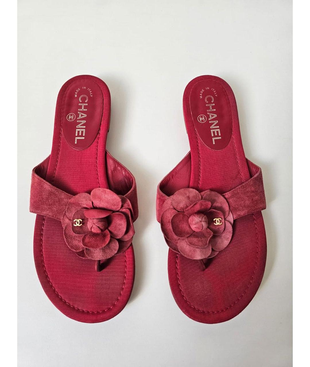 CHANEL Красные шлепанцы, фото 2