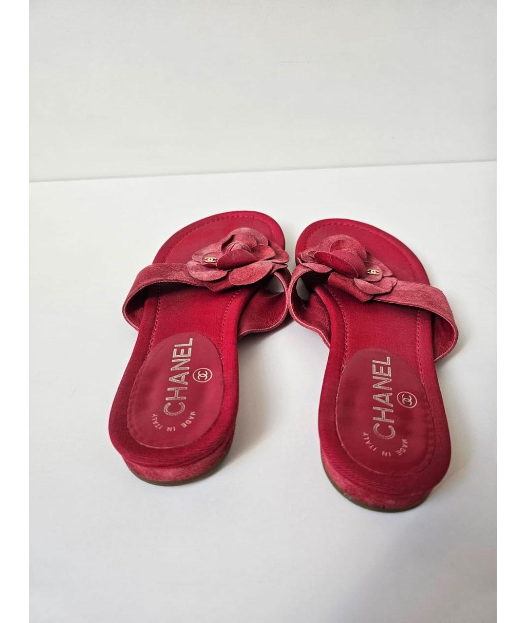 CHANEL Красные шлепанцы, фото 3