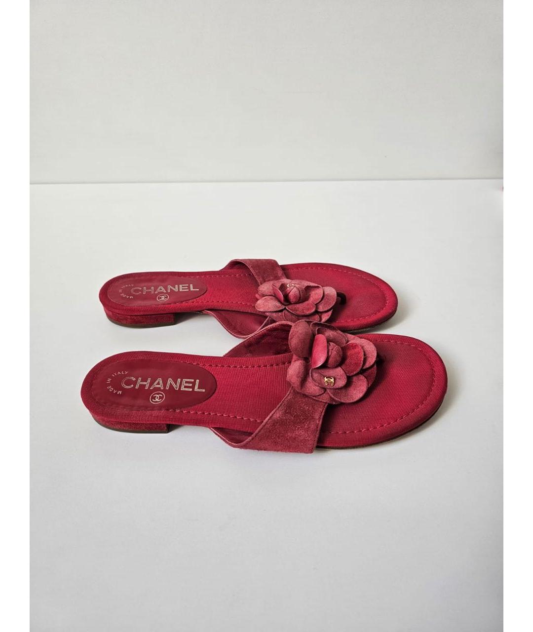 CHANEL Красные шлепанцы, фото 9