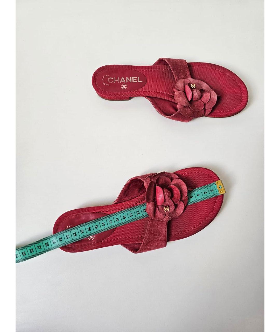 CHANEL Красные шлепанцы, фото 6