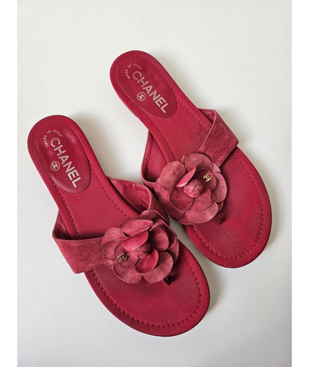 CHANEL Красные шлепанцы, фото 5