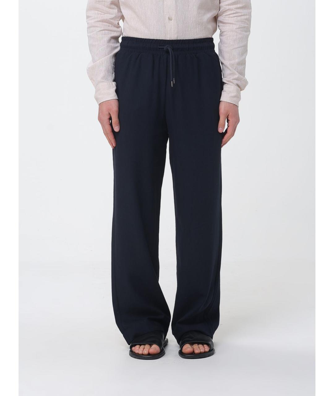 EMPORIO ARMANI Синие льняные повседневные брюки, фото 4