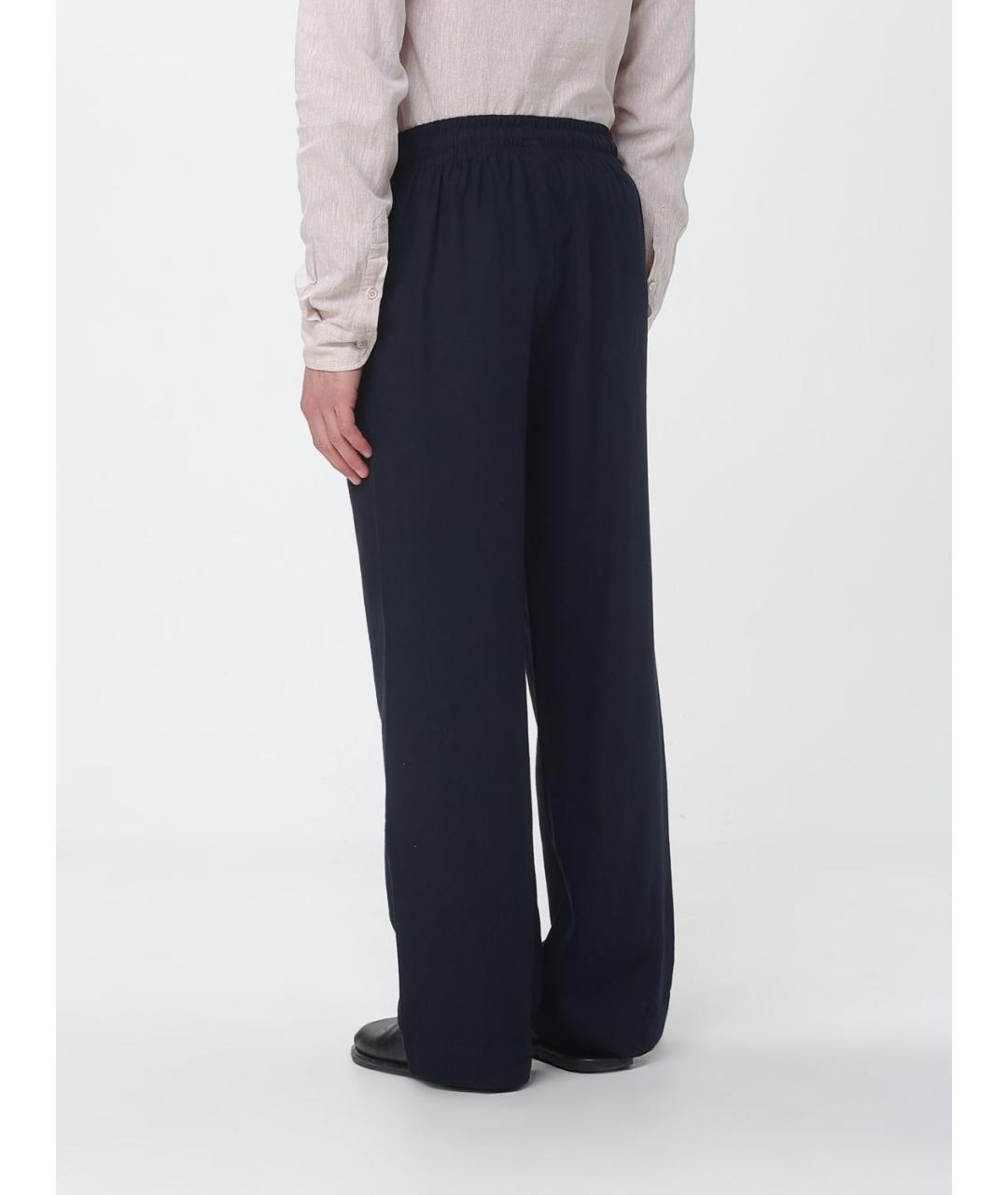 EMPORIO ARMANI Синие льняные повседневные брюки, фото 2