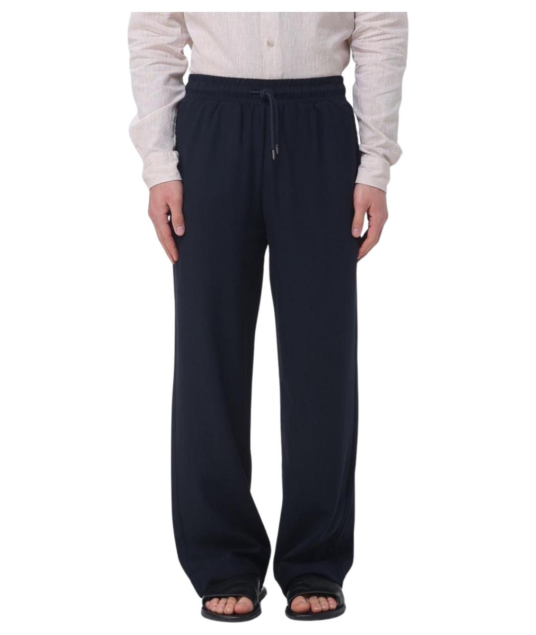 EMPORIO ARMANI Синие льняные повседневные брюки, фото 1