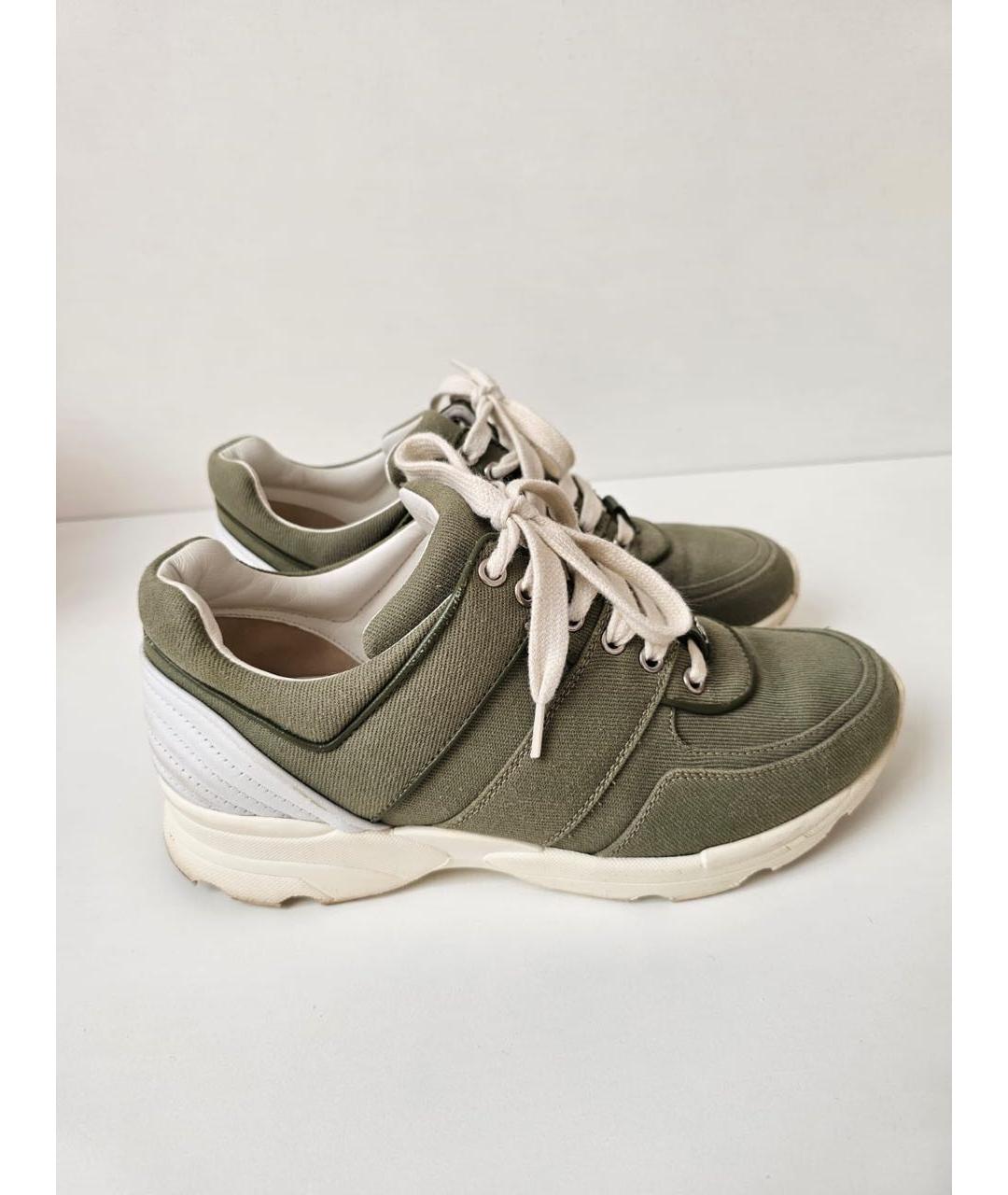 CHANEL Хаки текстильные кеды, фото 9