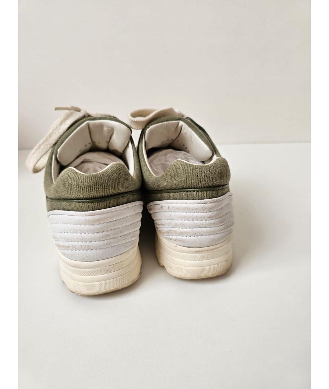 CHANEL Хаки текстильные кеды, фото 4