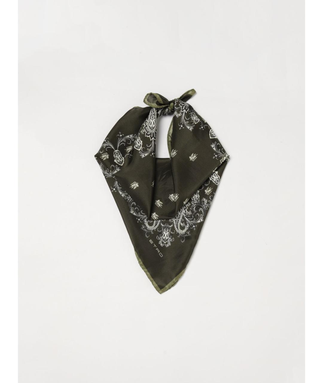 ETRO Зеленый шелковый шарф, фото 5