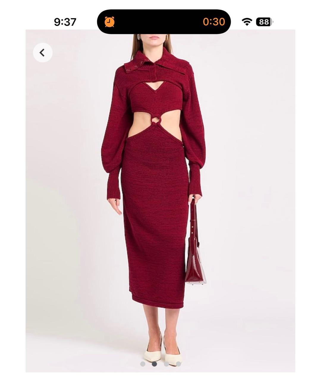 CULT GAIA Бордовое хлопковое коктейльное платье, фото 5