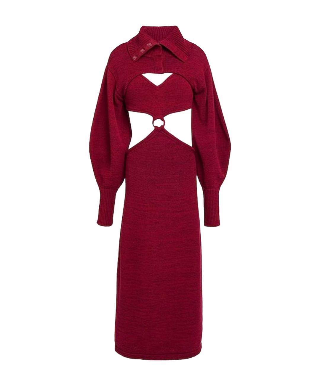 CULT GAIA Бордовое хлопковое коктейльное платье, фото 1