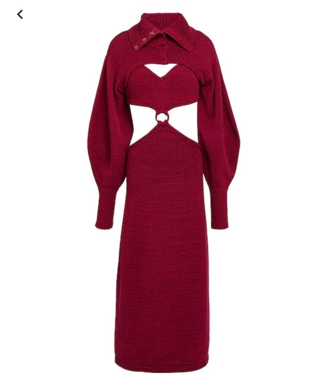 CULT GAIA Бордовое хлопковое коктейльное платье, фото 6