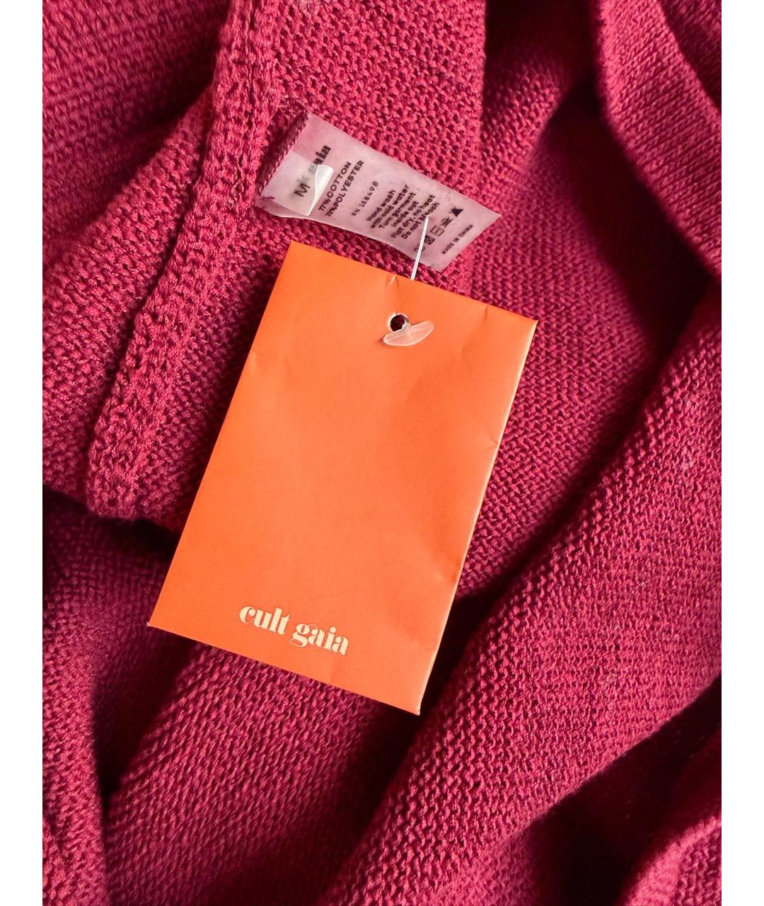 CULT GAIA Бордовое хлопковое коктейльное платье, фото 4